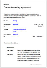 Contract catering agreement Terms conditions template