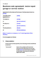 First page of the garage or petrol station sale agreement
