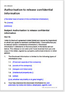First page of the authorisation to release confidential information