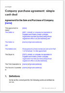 First page of the simple company sale agreement