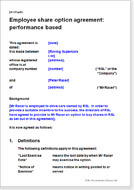 First page of the performance based employee share option agreement