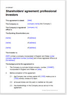 First page of the investors shareholders agreement