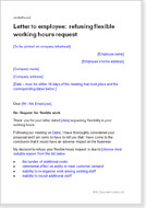 First page of the letter refusing flexible working hours request