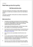 First page of the staff data protection policy