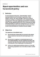 First page of the equal opportunities and non harassment policy