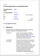 First page of the ip licence agreement for a specialist system