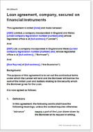 First page of the loan agreement secured on company financial instruments