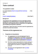 First page of the tutor contract