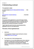 First page of the childminding contract