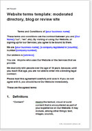 First page of the terms for a moderated directory, blog or review website