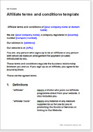 First page of the affiliate terms