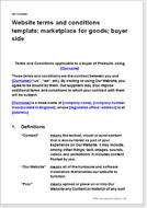 First page of the website T&C for a marketplace for goods